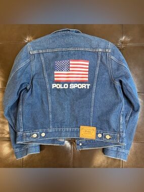 Polo Sport Ralph Lauren Limited Edition Women’s Denim Jean Flag Jacket Large